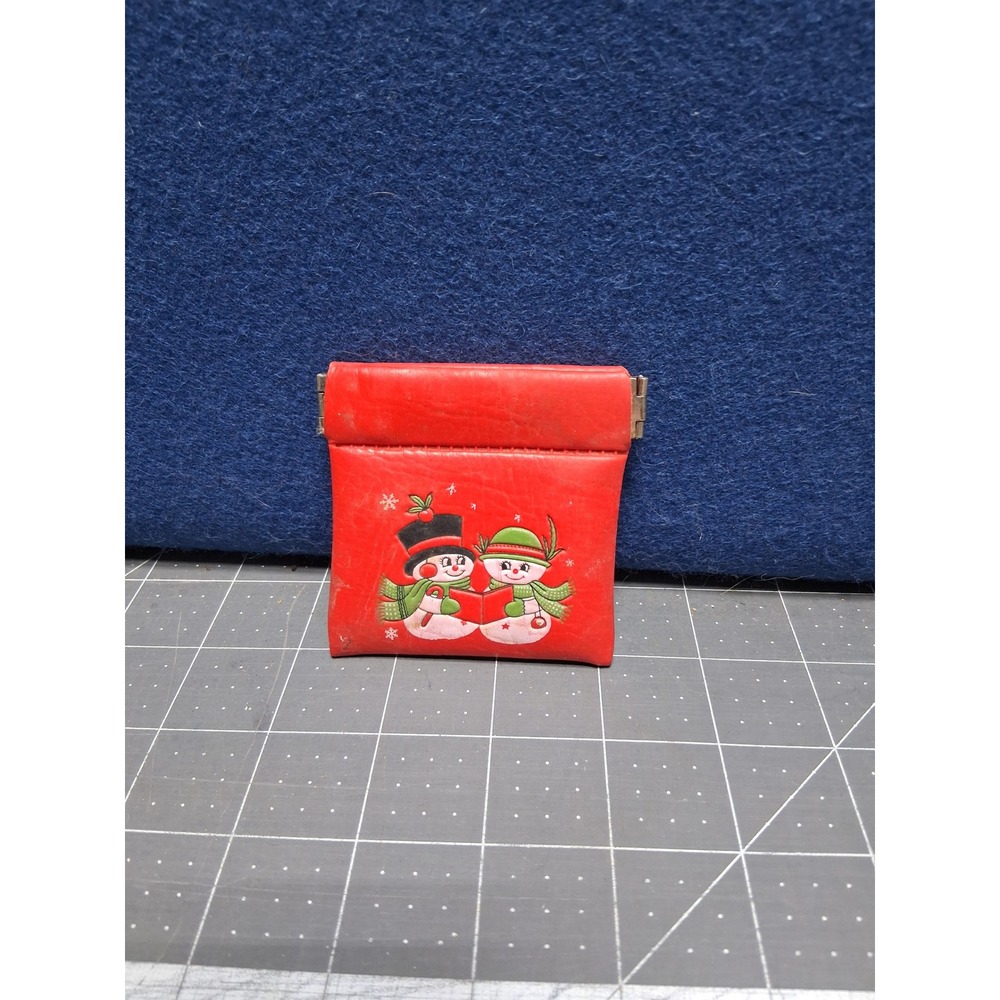 Unbranded Coin Purse Red Vintage Snowman Christmas‎ Squeeze Frame Vinyl pouch